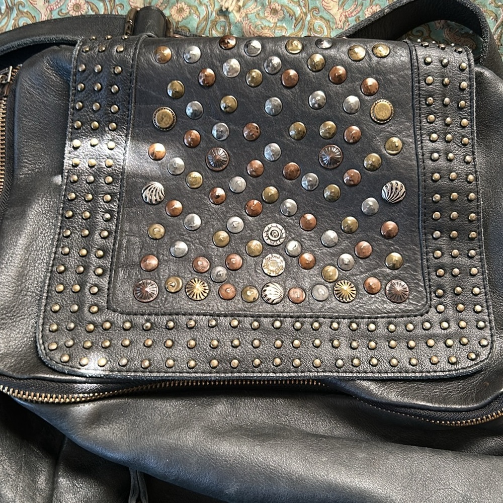 Viola Castellani Studded Black Leather Backpack - Picture 3 of 10